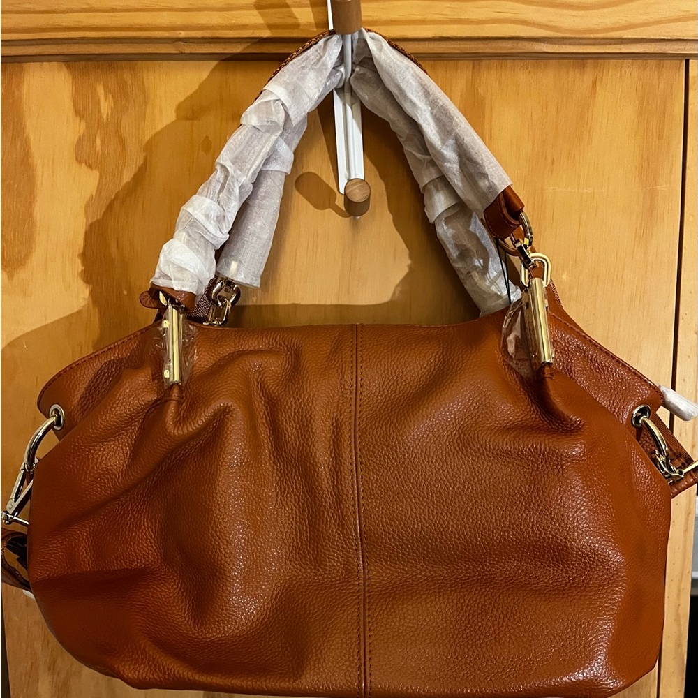 Unbranded Elegant Cognac Brown Leather Handbag
